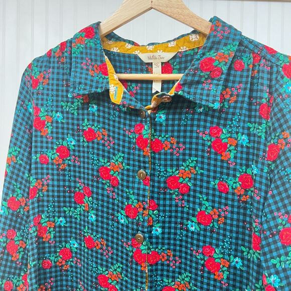 Matilda Jane Fa La La Floral Gingham Shirt Dress Long Sleeve Button Down - Picture 5 of 12